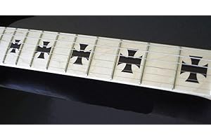 GUITARCUSTOM Iron Cross Baron Rojo Fret Markers Stickers Inlay Guitarra & Bass Pegatinas Diapason Guitarra (negro)