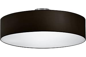 ‎LIGHTLING lightling modern Deckenleuchte in nickel matt, Stoffschirm schwarz, exkl. 3 x E27 max. 60W, ø 50 cm, Höhe: 20.5 cm