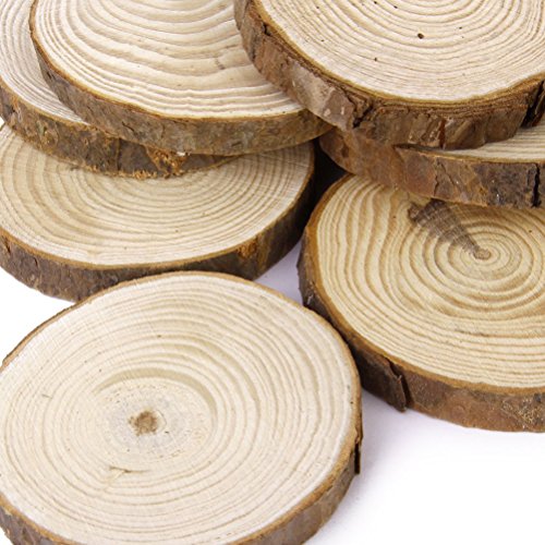 Tinksky Holzscheiben Holz-Scheiben Log Discs 6-8 CM für DIY Handwerk Hochzeit Mittelstücke-30st - 3