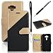 Produktbild GrandEver Asus Zenfone 3 (ZE520KL) 5.2" Ledertasche Hülle Spleiß Stil Schutzhülle Handschlaufe Tasche Lederhülle Scratch Schale Umschlag Stil Wallet Flip Case Cover mit Weiche Silikon Backcover Leder Innere Standfunktion Kreditkarte Slots Magnetverschluss Etui und Schwarz Stylus Pen - Gold und Schwarz