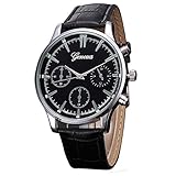 Männer Herren Luxury Fashion Krokodil Kunstleder Band Uhr Retro Analog Legierung Quarz Edelstahl Armbanduhr für Ehemann Groveerble