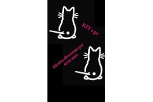 NewTeam Sticker chat pour essuie-glace arrière de voiture, motif chaton blanc avec queue mobile. Kit 2 pièces. Dimensions : 20 x 23 cm