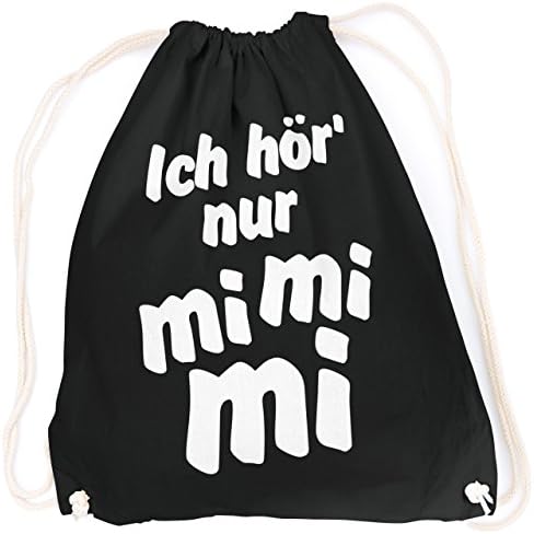 I just hear mimimi / cool saying &amp; design / 100 % cotton gym bag with print and motif / unisise, onesise, unisex / ideal gift / backpack, bag, jute bag, jute bag / hipster fashion / premium quality / vanVerden, Black (Schwarz) - Weiß, One Size