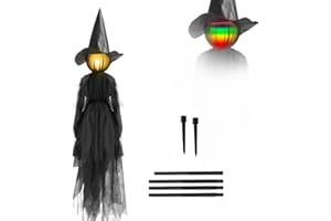 Dhqkqg Halloween Deko Hexe Outdoor, Schrei Hexe mit Sound-Sensoren, Wasserdicht in Großem Maßstab Halloween Hexe Deko, Leuchtendem Halloweens Dekos Hexes, Für Halloweens Garten, Hof, Spukhaus (150cm)
