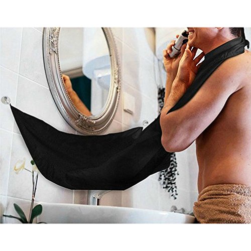 BeToper Man Bathroom Apron Black Beard Care Trimmer Hair Shave Apron for Man Waterproof Floral Cloth Household Cleaning Protections (Black)