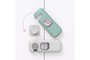GFAMOUS 4 Piezas Cerraduras de Seguridad para Bebés,Cajón Nevera Armario Gabinetes Puerta Cerradura de Seguridad para Niño/Bebé/Perro/Gato, Actualización de doble Bloqueo,No se Necesita Taladrar,10*4*2 Cm