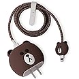Cartoon 3D Design Protective Case for 18W 20W iPhone 14 13 12 11 Pro Max Fast Charging Cable Adapter Charger, Cute Cartoon Lightning Data Cable Case for iPhone Charger Brown Bear