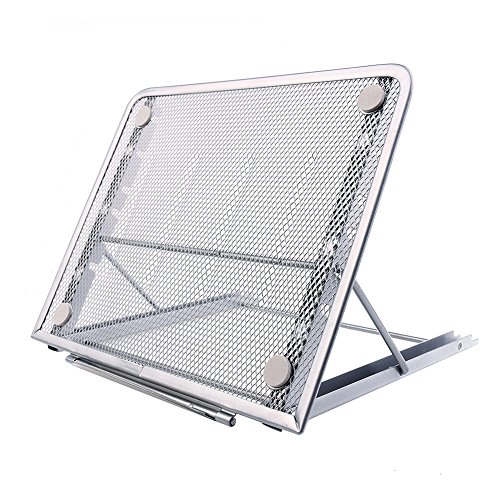 Faltbarer Laptop Tablet Ständer, InGoo Laptopständer Mesh Belüftet Kühler Halter Verstellbarer Computer Halterung Stütze Ständer für Laptop, Notebook, iPad Mini, iPhone, Tablets(Silber-Grau)