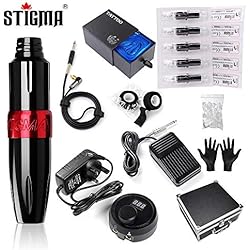 Stigma Tattoo Kit de Tatuaje Rotativa Pluma Maquina de Tatuaje 20pcs Cartuchos de Tatuaje Digital Fuente de Poder Cubiertas Desechables Grip Vendaje Caja de Aleación de Aluminio