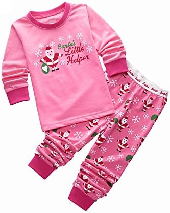 Kids Boys Girls Christmas Pyjamas Train Kids PJS Sets 2 Piece Xmas Nightwear Cotton Toddler Sleepwears Ages 2-7 Years Pink