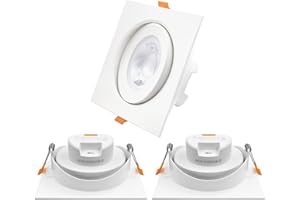 ENUOTEK 12W LED Groß Quadratische Einbaustrahler Strahler Einbauleuchten Spots Decke Lampen Eckig Schwenkbar 1100Lm Ohne Trafo 3000K 4000K 5000K 40° Lochmaß 120MM Nicht Dimmbar 3er Pack