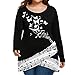 Produktbild VJGOAL Damen Bluse, Groß Größe Frauen Schmetterling Musiknote Print T-Shirt Langarm Frühling Sommer Tops (L, Schwarz)