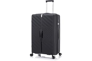 Preston Morgan Large Suitcase Polypropylene Super Lightweight Durable Hard Shell Trunk Luggage on 4 Dual Spinner Wheels and Built-in TSA Lock (Black, 134Liters)