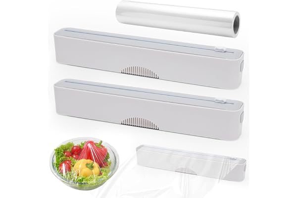 2 stycken magnetisk plastfoliedispenser med skärare, foliedispenser, låda, aluminiumfoliedispenser och färskhållare, plastfolieskärare för aluminium- och plastfolie och bakpapper