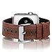 Produktbild Apple Watch Band 42 mm echtes Leder mit Nylon Hybrid Schweiß-iWatch Ersatz Bands mit Verschluss Metall Edelstahl für Apple Watch Serie 1 2 3 braun