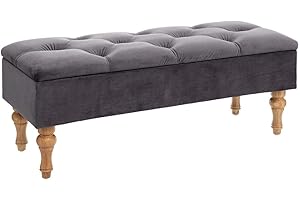 ATMOSPHERA CREATEUR D'INTERIEUR - Panca in Velluto Trapuntato Grigio 102x38cm