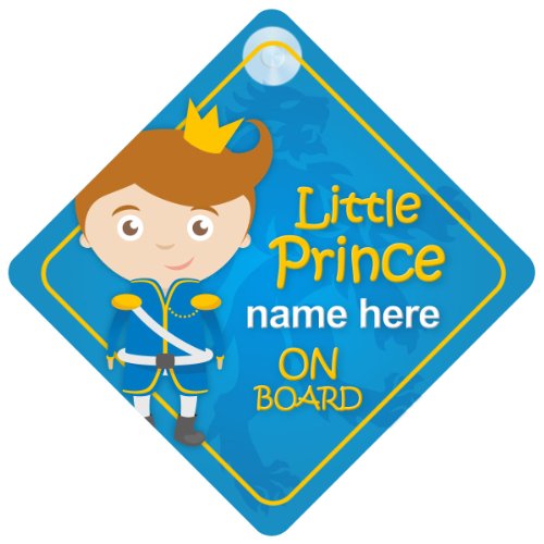 Little Prince On Board Personalised Car Sign New Baby Boy / Child Gift / Present BLP009