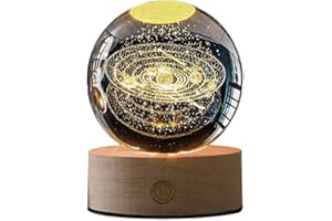 JAWSEU 3D Kristallkugel Nachtlicht, LED Sternenhimmel Dekoleuchte, Kristallkugel Modell Nachtlicht mit Ständer, Dekorationsgeschenke für Weihnachten, Erntedankfest, Geburtstag
