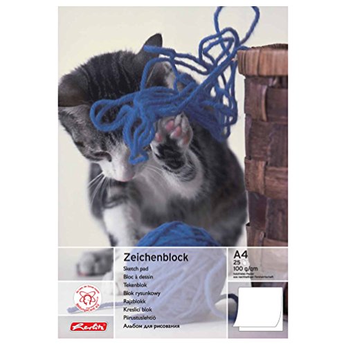 Herlitz Zeichenblock A4, holzfreies Papier, 100 g/m², 25 Blatt, weiß - 2