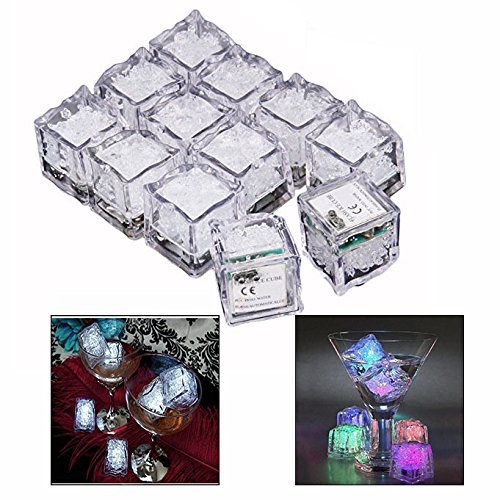 Gearmax® Wassertauch Dekorative LED Ice Cubes Quick Flashing LED Eiswürfel Schnelle Blinkenden Dekorative Multicolor Würfel - Set von 12