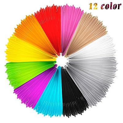Infreecs PLA Filament 3D 1.75 mm, 10M Filament Stylo 3D, Ink Fils 3D Print Filaments pour Stylo d'impression 3D / Dessin 3D / Peinture 3D, 12 PCS
