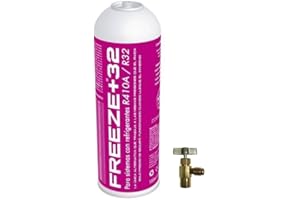 REPORSHOP - 1 Botella Gas Refrigerante Freeze Organico +32 350Gr + Valvula Sustituto R32, R410A