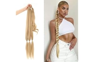 SJZDYLXY 32" Long Braid Ponytail Hair extensions Wrap Around Ponytail Hair Pieces Drawstring Ponytail Clip In Braiding Pony Hairpiece for women girls (27/613, 32INCH/80cm)