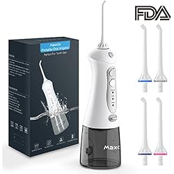 Jet Dentaire Pas Cher Maxcio avec 4 Buses, sans Fil 3 Modes 200ML Réservoir, IPX7