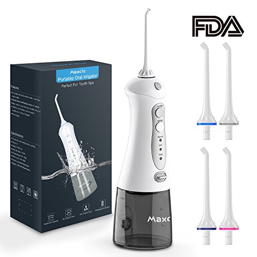 Jet Dentaire Pas Cher Maxcio avec 4 Buses, sans Fil 3 Modes 200ML Réservoir, IPX7