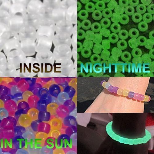 Goodlucky365 1000 UV Multi Color Changing Reactive Plastic Pony Beads - Also Glows in the Dark
