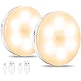 Tonskooners Motion Sensor Light,2 Pack Rechargeable LED Night Light with USB Cable, Cordless Wall Light with Auto/On/Off (Warm White) (Warm White)