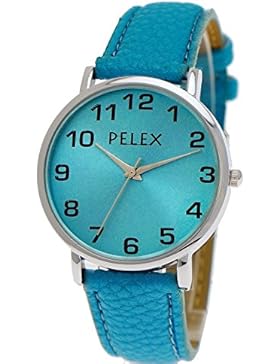 Elegante Pelex London Damen-Uhr Herren-Uhr Unisex Analog Quarz Armband-Uhr Klassisches Design in Hell-Blau Türkis...