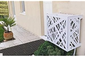 0615666915911 Nova Italf Cache-climatiseur pour unité extérieure en aluminium pour façades (M) Blanc 9010 L86-P44-H68 cm