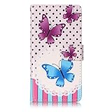 LG Nexus X5 Schutzhülle,LG Nexus X5 Lederhülle,JAWSEU Elegant Schmetterling Blume Retro/Vintage Design Farbmalerei Bunt Gemalt PU Leder Folio Flip Wallet Hülle Etui im Bookstyle Brieftasche Handyhülle Case Cover mit [Ständerfunktion] und [Kartenfächer] für LG Google Nexus X5 &1xSchwarz Glitzer Bling Eingabestift- - 2