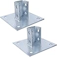 Skelang 2 Pcs Post Base, 4 Holes Square Mount for 1-5/8" Single Strut Channel Securing