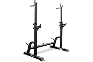 Phoenix Fitness Adjustable Squat Rack – Multi-Function Barbell Rack Stand with Spotters & Dip Bars for Strength Training, Bench Press & Weight Lifting with Weight Plate Holder for Home Gym - Black
