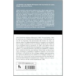 Breve diccionario etimologico de la lengua castellana / Brief Etymological Dictionary of the Spanish Language