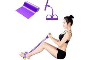 DZOZO Multifunction Resistance Training 4 Tube Pedal Resistance Band Sit-up Pull Rope Fitness Pedal Exerciser Tension Rope Sport Trainer Equipment for Legs Fitness Arm Leg Slimming Training