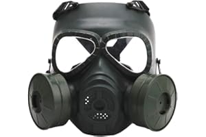WLDOCA CARACHOME Mascara Gas con Ventilador Doble,Explorer Mascara Proteccion,Mascara Tactica para Exteriores con Correa Ajustable, Adecuada para BB Gun CS Cosplay Disfraz De Paintball Caza,Green