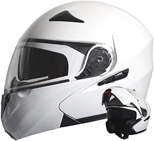 Flip Helmet with Sun Shield Motorcycle Helmet Rallox 109 White (S, M, L, XL)