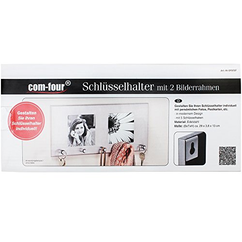 COM-FOUR® Edelstahl Schlüsselleiste mit Bilderrahmen - 2