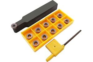 ASZLBYM 11pcs RPMT10T3 MOE R5 Plaquettes de Fraisage en Carbure Indexable Fraise à Lame avec 5/8"/16mm SRDPN1616H10 Porte-Outil de Fraisage en Carbure Indexable Outils de Coupe de Tour à Métal