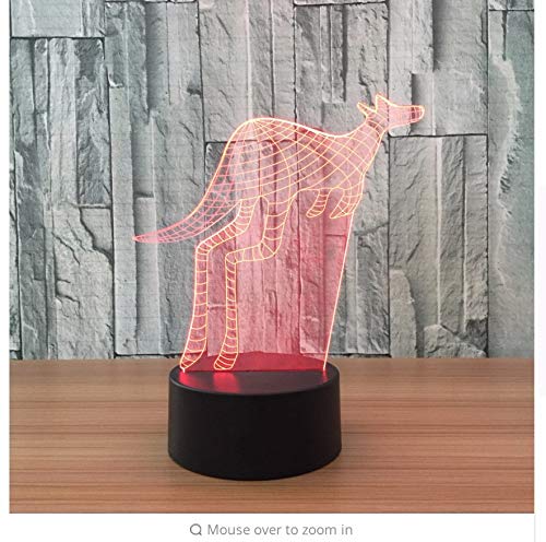Preisvergleich Produktbild Geschenk 7 Farbwechsel Atmosphäre Hause Nachtlicht Led 3D Kängurus Schreibtischlampe Kinder Geschenk Schlafzimmer Nachttischlampe Leuchte CD