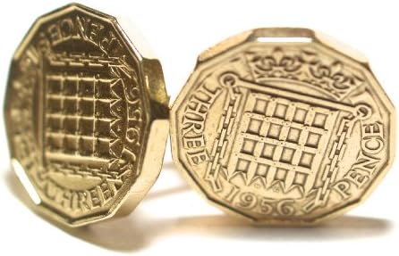 1956 Original Threepence 3d birthday / Anniversary Cufflinks ideal for a 62nd birthday