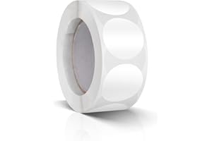 MEITAAT Round Stickers White 25 mm Circle Labels Colour Coding Dot Vinyl Floor Sticker Waterproof Removable Roll of 500