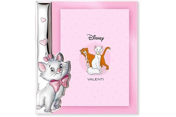 Disney Baby - Les Aristogatti - Cadre photo argenté pour table ou table de chevet avec détail 3D Gatina Minou pour la chambre de la fille, idéal comme cadeau de baptême ou d'anniversaire
