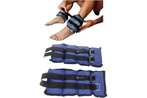 PERPETUAL® Pesas para Tobillos y Muñecas Ajustables (2 unidades) Peso Total del Set: 1KG 2KG 3KG 5KG 6KG 8KG - Tobilleras y Muñequeras con Peso Lastradas - Pesas de Pies con Velcro para Hombre y Mujer