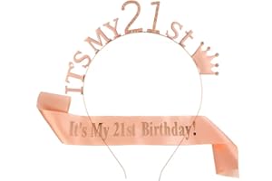 Meet-shop Couronne Anniversaire Ans,Bandeau Anniversaire Tiara Cristal Couronne Bandeau 21th Anniversaire Fille Sash Anniversaire pour Couronne de Mariée Proms de Mariage Concours Princesse Parties