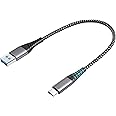 T Tersely 15cm Short USB C Cable A to Type C 3A Fast Charger Nylon Braided Cord Support Android Auto for Power Bank, for iPhone 16/16 Pro Max/Pro/Plus/15, for Samsung Galaxy S24 S23 A55 Flip 6 Fold 6