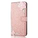 Produktbild Hülle für Samsung Galaxy S5, Lspcase Samsung Galaxy S5 Neo Wallet Tasche Handy Schutzhülle Kunstleder PU Leder Flip Case Cover mit Kartenfach und Ständer für Samsung Galaxy S5 / S5 Neo Diamant Bling Etui Kamelie Roségold